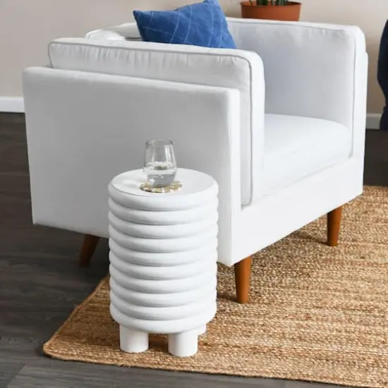 Hello Honey&reg; 18.5" White Finish Dossier Vintage-Inspired Solid Wood End Table with Flat Top {7}