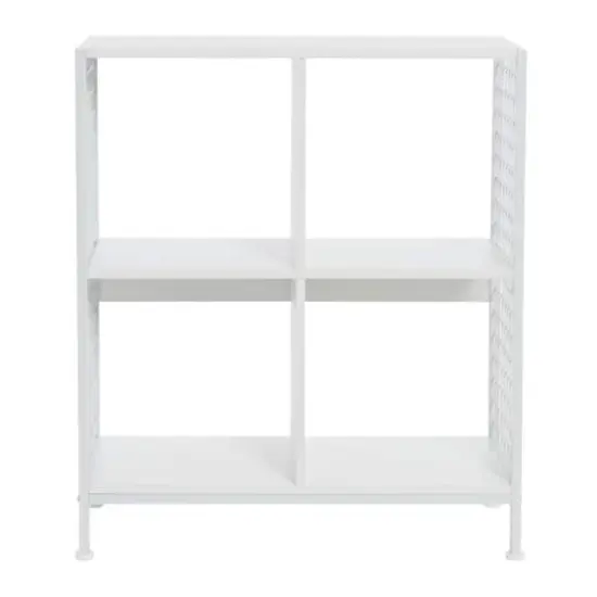 Household Essentials 28" 4-Compartment Trellis Storage Bookshelf White {5}