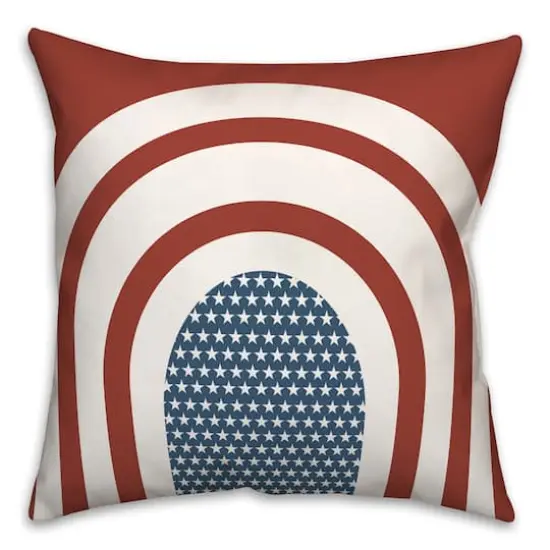 Red Arched Stripes & Stars Throw Pillow {1}