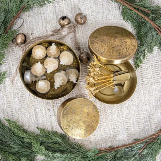 Hello Honey&reg; Antique Brass Hammered Debossed Aluminum Containers {3}