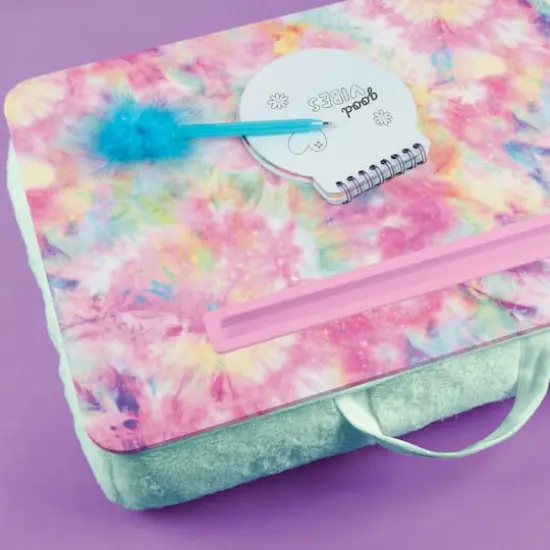 Make It Real&trade; 3C4G Teal & Pastel Tie-Dye Lap Desk {6}