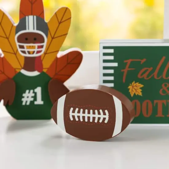 Glitzhome&reg; 5.75"H Thanksgiving Wooden Turkey Table Decor Set {6}