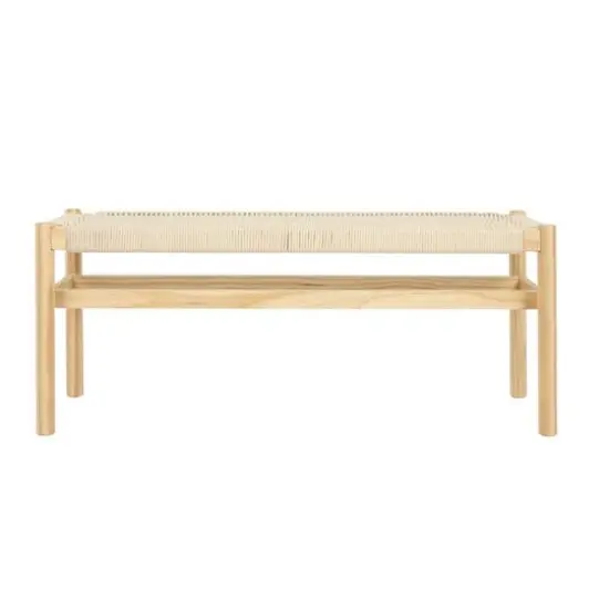 Hello Honey&reg; Fernway 18" Solid Wood and Woven Rope Entryway Bench Cream {9}