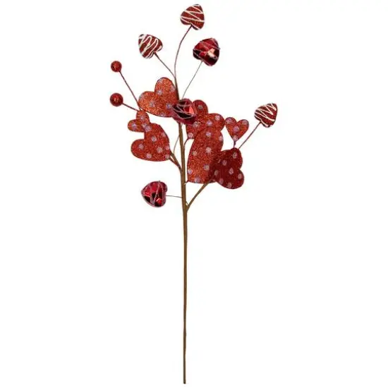 18" Red Shimmering Glitter Valentine's Day Heart Spray {1}
