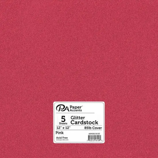 PA Paper&trade; Accents Glitter 12" x 12" Cardstock, 15 Sheets Pink {1}