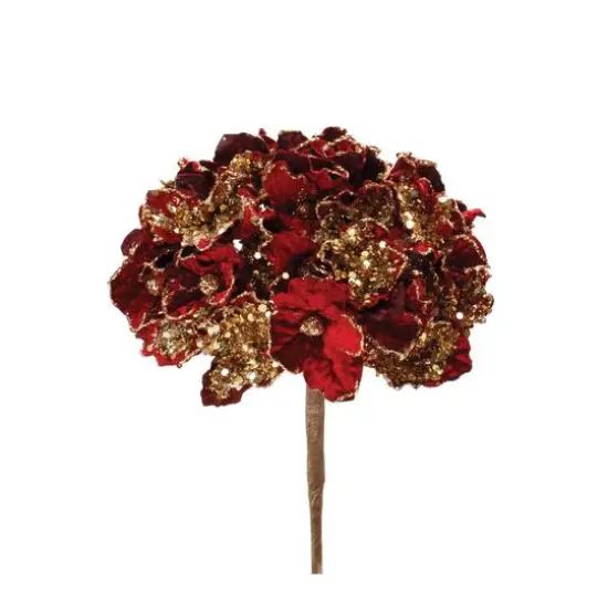 29.5" Beaded Velvet Hydrangea Flower Stems, 2ct. Burgundy {4}