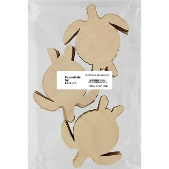Essentials by Leisure Arts 24 Pack 3.81" x 4.5" Sea Turtle Flat Wood Shape {1}