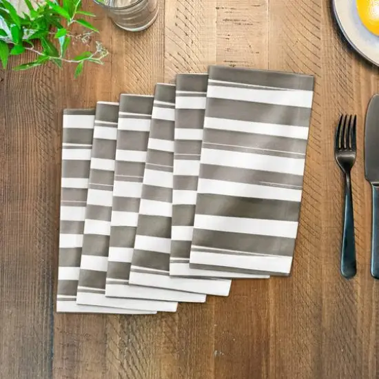 Watercolor Stripe Cotton Twill Napkin Brown {4}