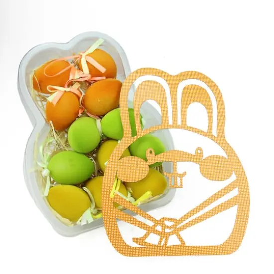 Set of 12 Orange, Green and Yellow Spring Easter Egg Ornaments {3}