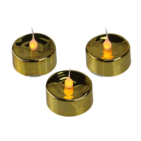 Christmas Flicker Flame LED Tea Light Candle Set, Gold {1}