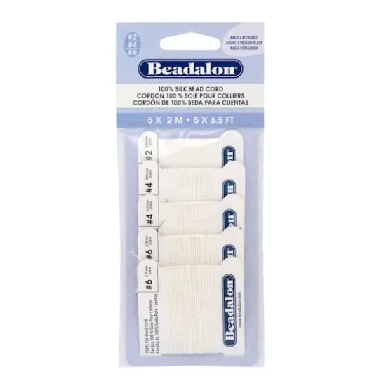 Beadalon&reg; 100% Silk Bead Cord Variety Pack, White {1}
