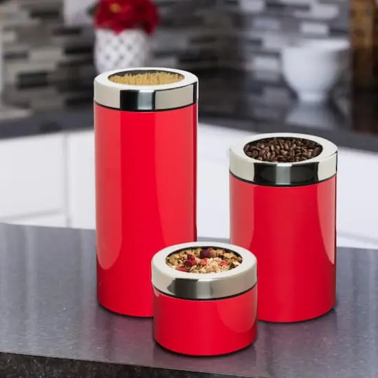 Honey Can Do Red Retro Canisters, 3 Pack {4}