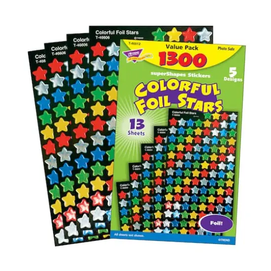 Trend Enterprises&reg; superShapes Multicolor Foil Stars Stickers, 3 Pack Bundle {1}