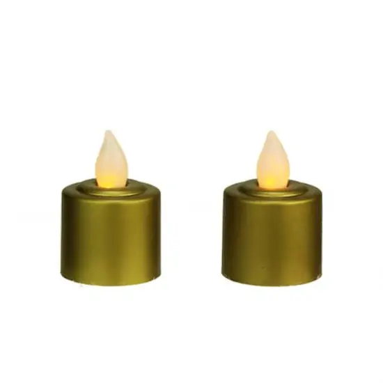 2.25" Gold & Amber LED Flickering Votive Candle Set {1}