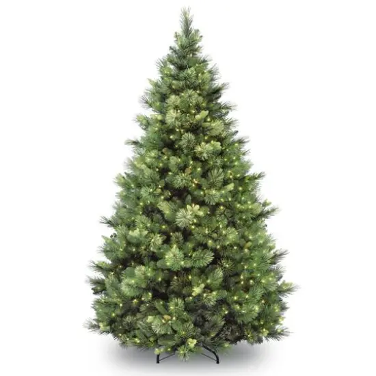 9 ft. Pre-Lit Carolina Pine Medium Artificial Christmas Tree, Clear Lights {1}