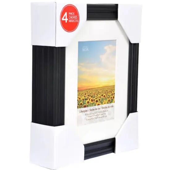 4 Pack Lifestyles 5" x 7" Black Frame with Mat by Studio D&eacute;cor&reg; {4}