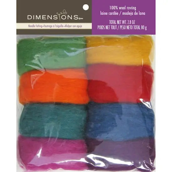 Dimensions&reg; Needle Felting Wool Rovings, Rainbow {4}