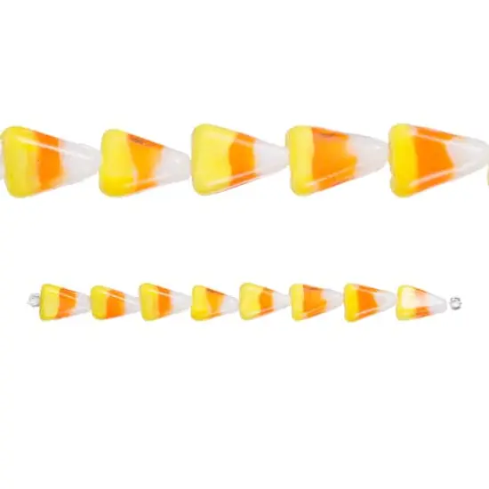 Yellow, Orange & White Candy Corn Glass Beads, 15mm by Bead Landing&trade; {5}