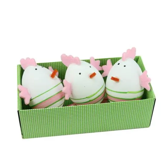 Set of 3 Pink and Green Striped Easter Egg Spring Decorations {1}