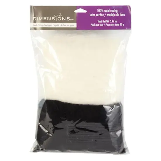 Dimensions&reg; Needle Felting, Bulk White & Black Wool Roving {4}