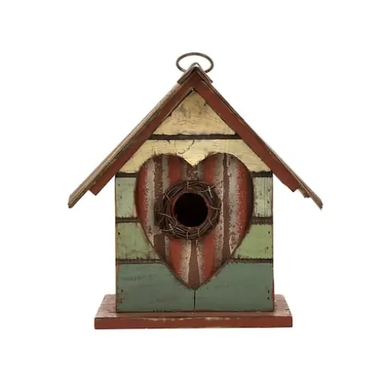 Glitzhome&reg; Distressed Wood Heart Garden Bird House {3}