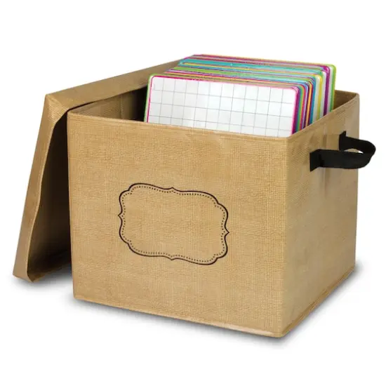 Burlap Storage Box with Lid {1}