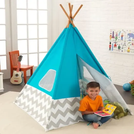 KidKraft Play Teepee, Turquoise & Gray Chevron {3}