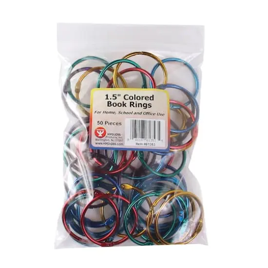 Hygloss Metallic Book Ring, 1.5" Diameter, Pack of 50 {3}