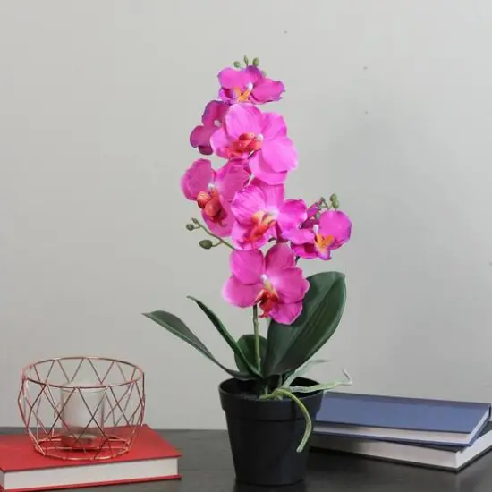 20" Pink Flowering Artificial Potted Tropical Orchid {3}