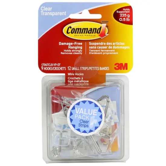 Command&trade; Small Wire Hooks, Clear {1}