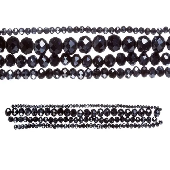Black Faceted Glass Rondelle Bead Strings by Bead Landing&trade; {4}