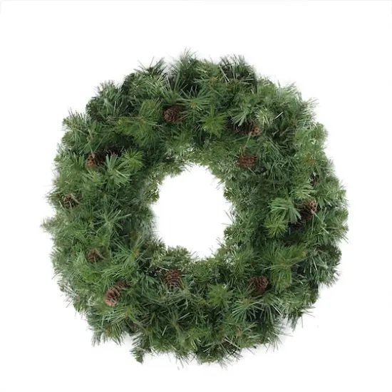 24" Dakota Red Pine Artificial Wreath with Pinecones {1}