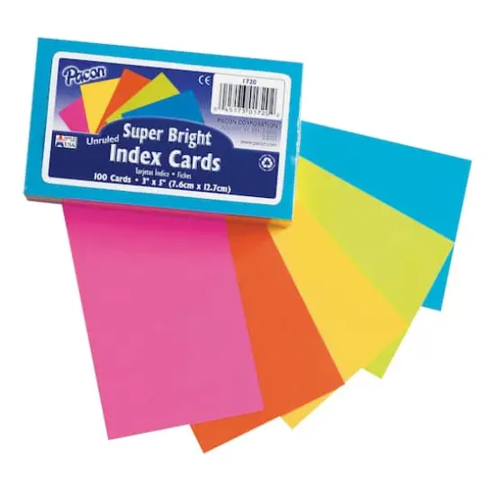 Super Bright Unruled Index Cards, 3" x 5", 6 Packs {1}
