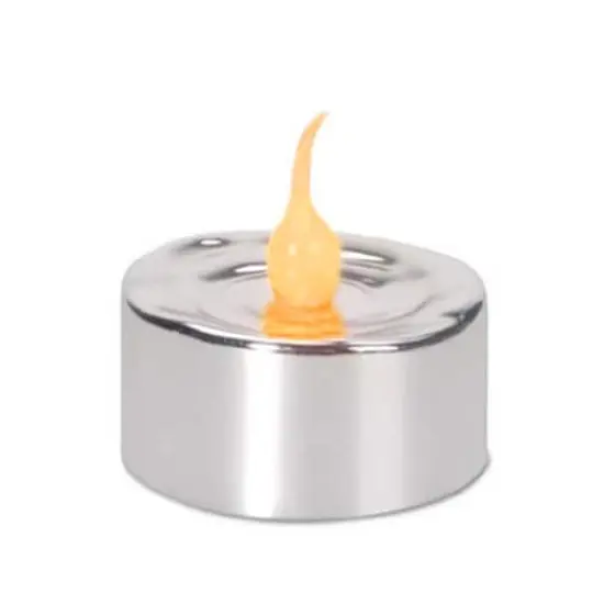 Christmas Flicker Flame LED Tea Light Candle Set, Silver {3}