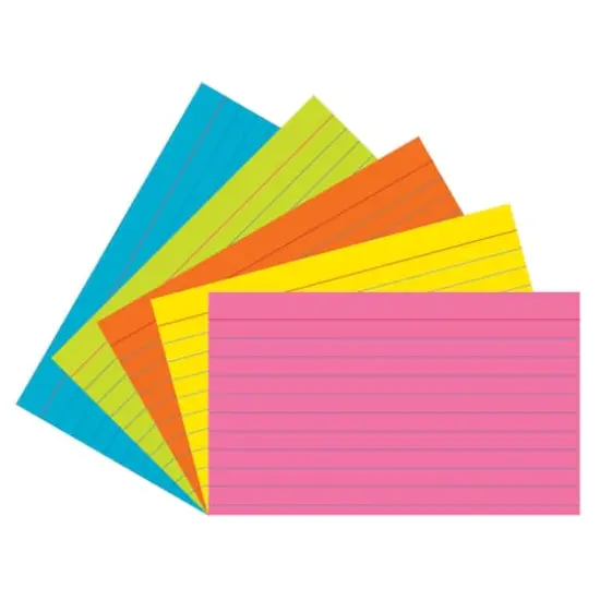 1/4" Ruled Super Bright Index Cards, 3" x 5", 6 Packs {1}