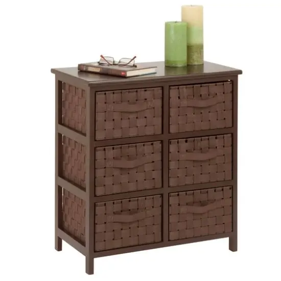 Honey Can Do Brown 6 Drawer Woven Strap Storage Chest {3}