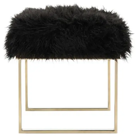 Maia Faux Lamb Bench in Black {5}