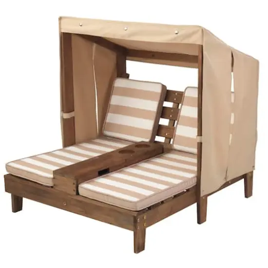 KidKraft Double Chaise Lounge with Cup Holders, Espresso & Oatmeal {3}