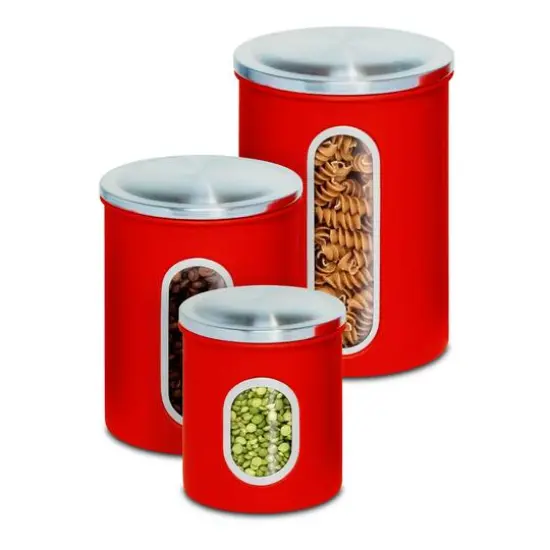 Honey Can Do Storage Canisters, 3ct. Red {3}
