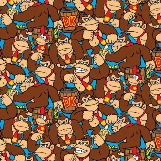Brown Donkey Kong Allover Quilting Cotton Fabric {1}