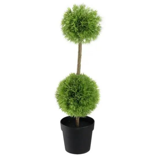 16" Two Toned Double Ball Shaped Potted Topiary {1}