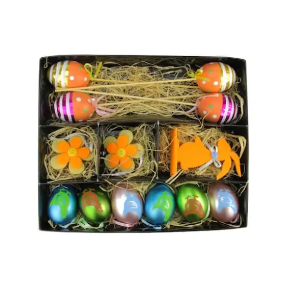 Set of 13 Multicolor Easter Egg, Flower & Bunny Spring Decorations {1}