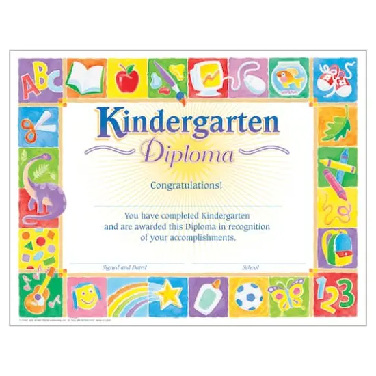 Trend Enterprises&reg; 8.5" x 11" Classic Kindergarten Diploma, 6 Pack Bundle {1}