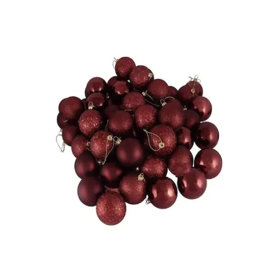 24ct Shatterproof 2.5" 4-Finish Ball Ornament, Burgundy {1}