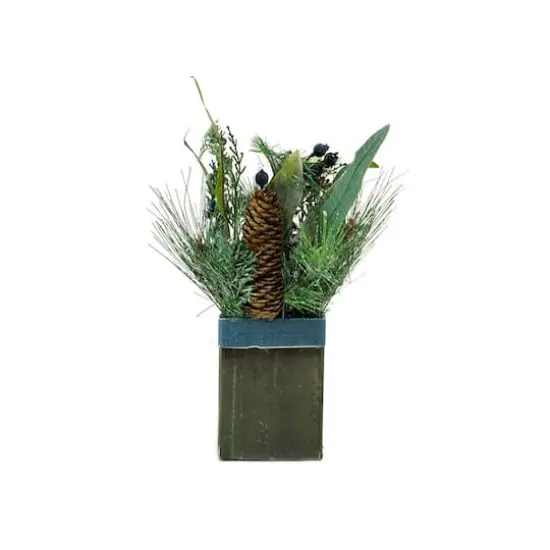 13" Square Potted Frosted Blueberry & Pine Artificial Arrangement {1}