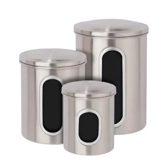 Honey Can Do Storage Canisters, 3 Count Stainless/ Clear {1}