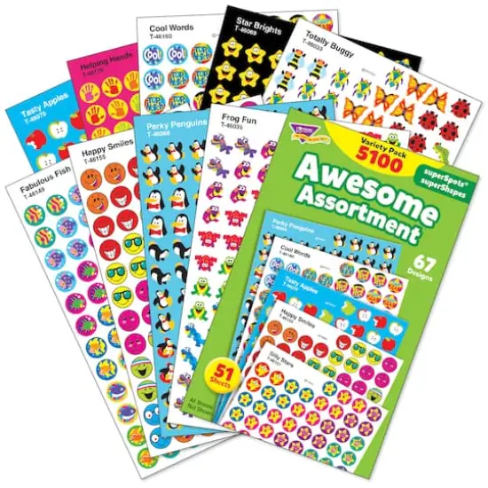 Trend Enterprises® superSpots® superShapes Awesome Assortment 7/16” Stickers, 5100 Count {1}