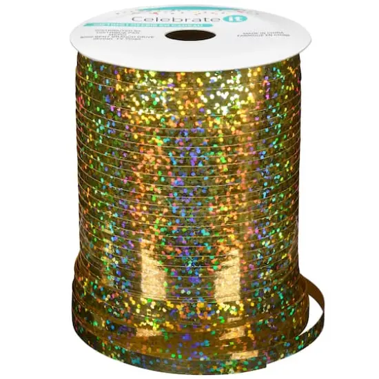 100yd. Holographic Gold Curling Ribbon By Celebrate It&trade; {1}