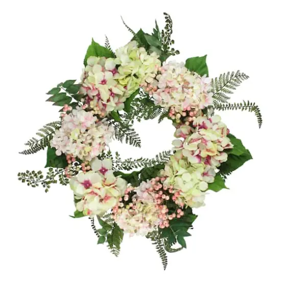24" Hydrangea & Berry Floral Wreath {1}