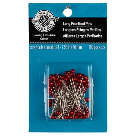 Loops & Threads&trade; Long Pearlized Pins Red {1}